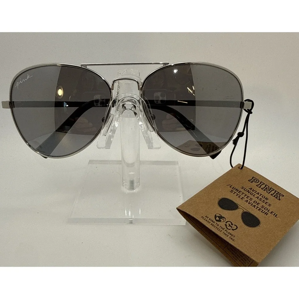 Victoria Secret Authentic PINK Sunglasses Silver Metal Aviator Sunglasses NWT